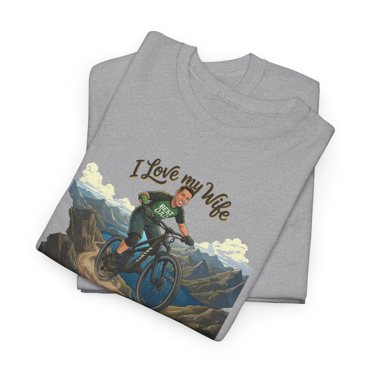 I Love My Wife Mountain Bike T-Shirt – Personalized - Funny MTB Husband Cycling Shirt Gift for Dad