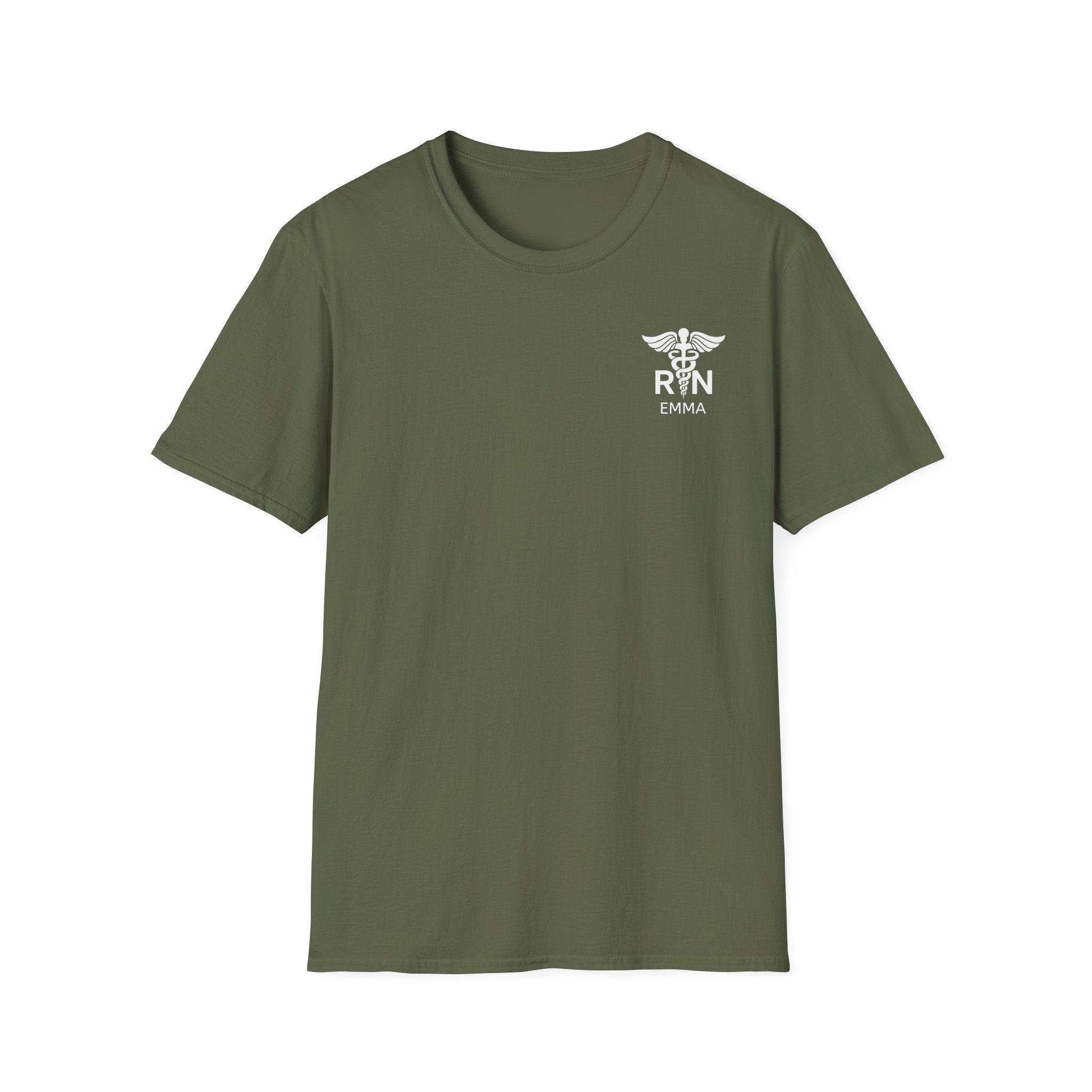RN Nurse T‑Shirt — Personalized Caduceus Logo Tee with Name