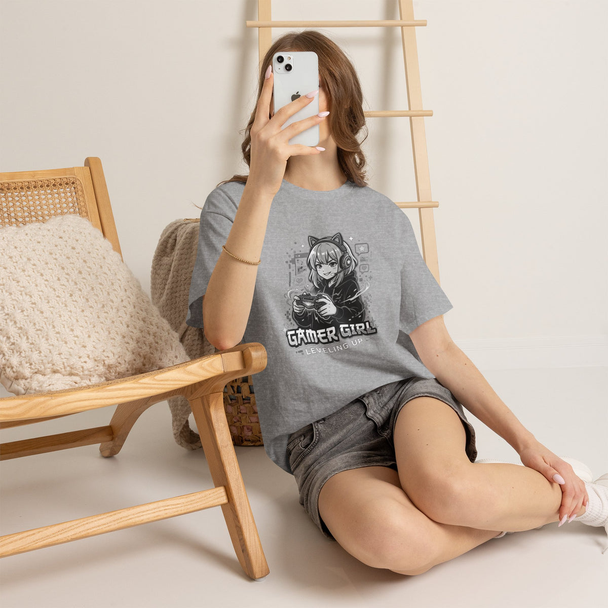 Gamer Girl Tee — 'Gamer Girl Leveling Up' Cute Anime Controller T‑Shirt