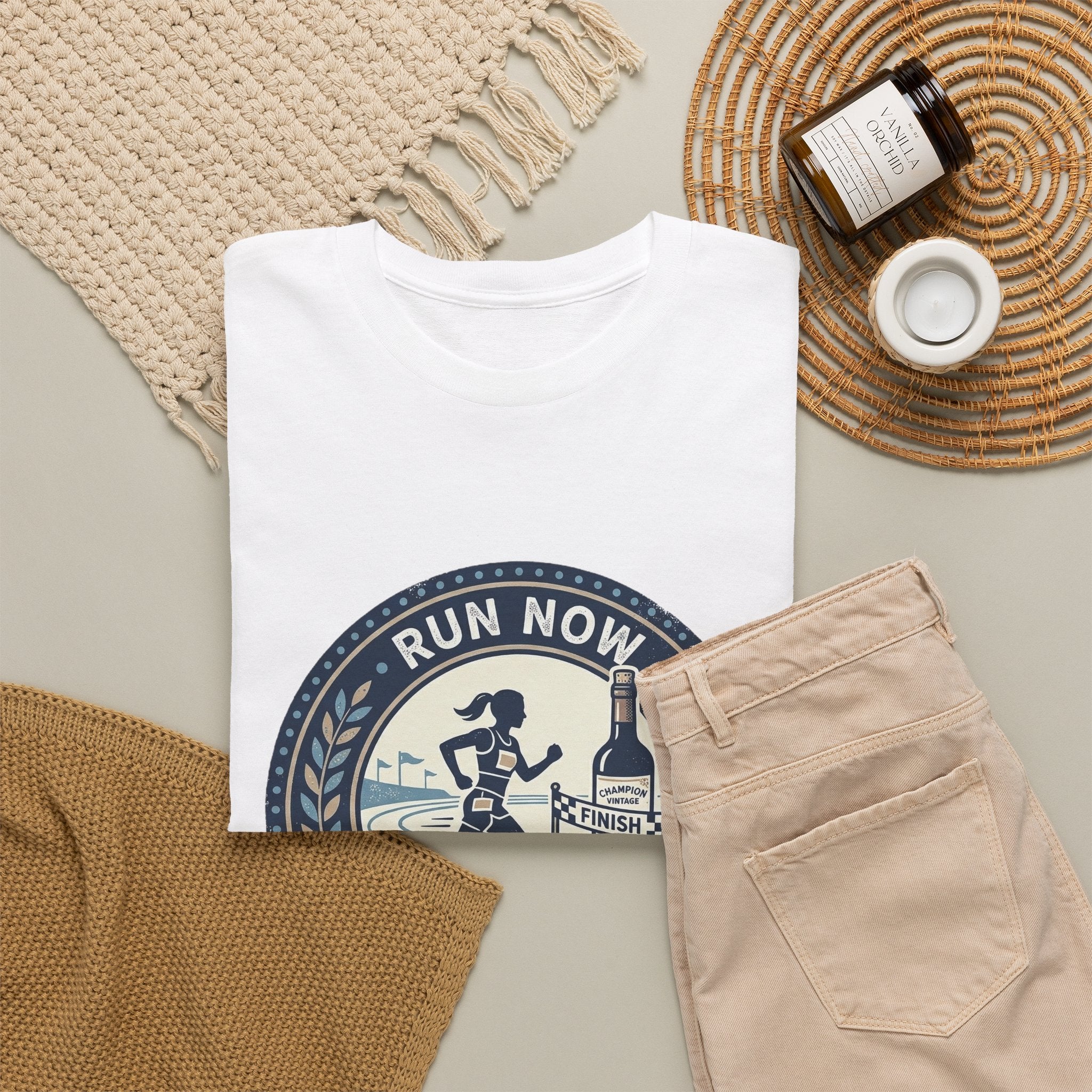 Run Now Wine Later T-Shirt — Funny Runner Wine Shirt for Runners & Wine Lovers