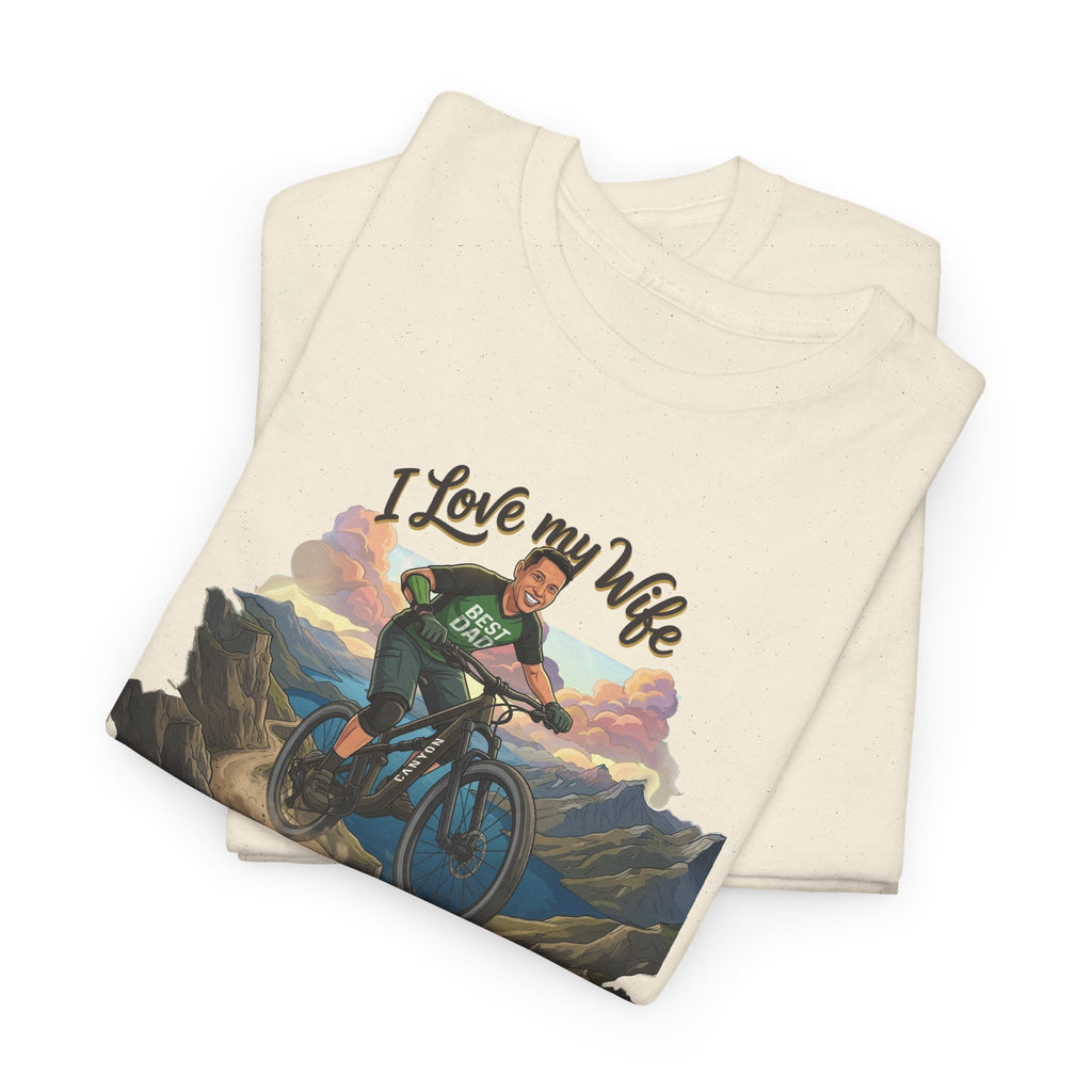 I Love My Wife Mountain Bike T-Shirt – Funny MTB Husband Cycling Shirt Gift for Dad