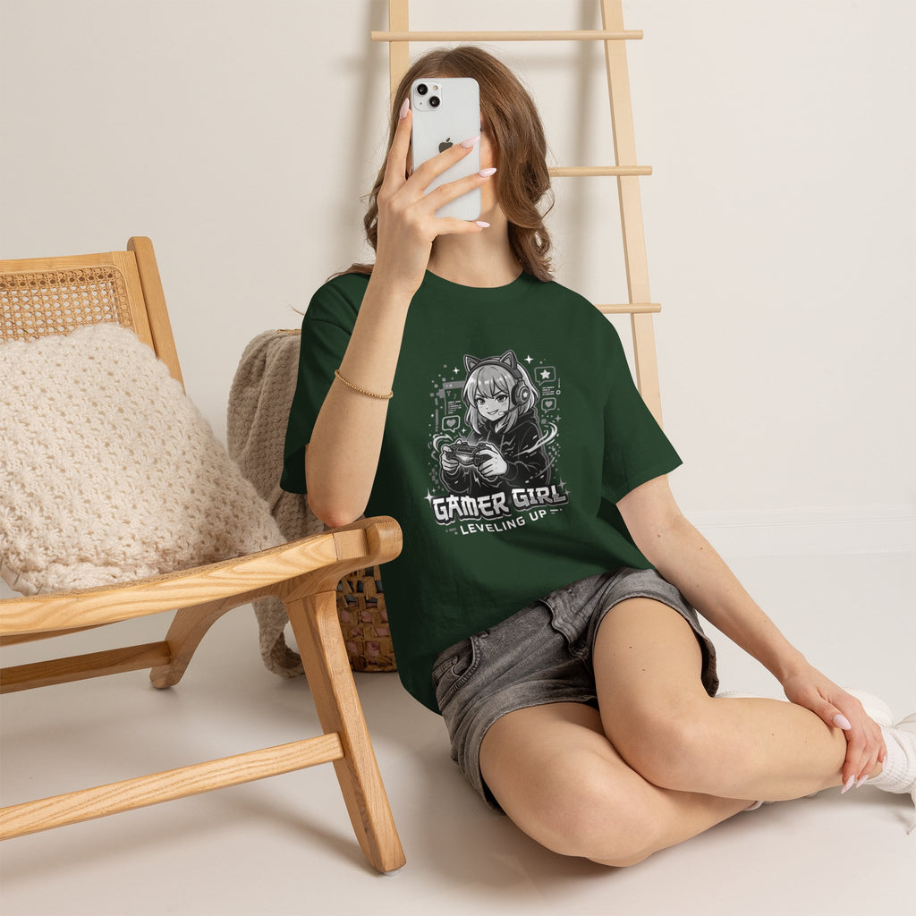 Gamer Girl Tee — 'Gamer Girl Leveling Up' Cute Anime Controller T‑Shirt