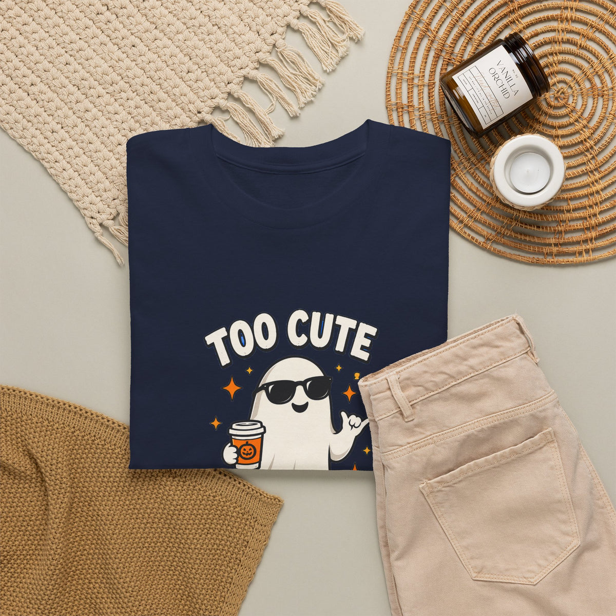 Too Cute To Spook Halloween Shirt – Ghost Coffee Cup Tee | Cute Fall Gift