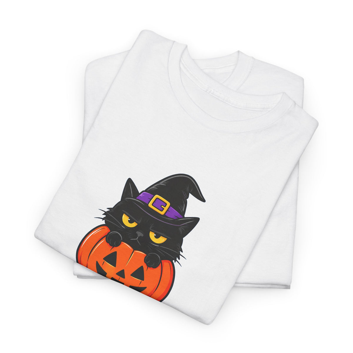 Halloween Cat T-Shirt – I’m Just Here For The Treats Pumpkin Witch Tee