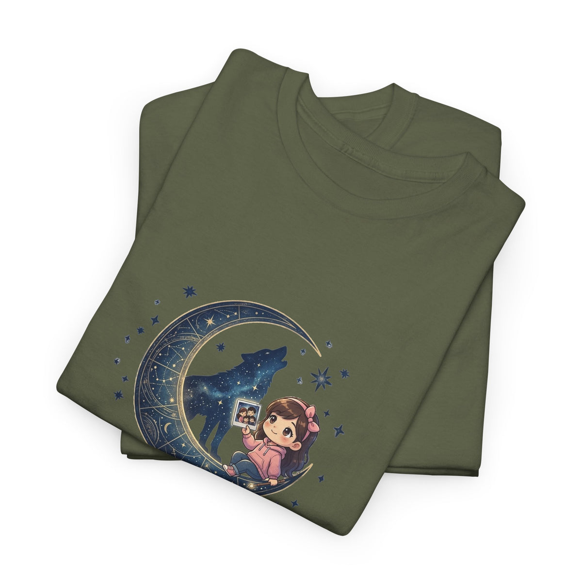 Moon Child Energy T-Shirt — Cute Wolf & Moon Graphic Tee