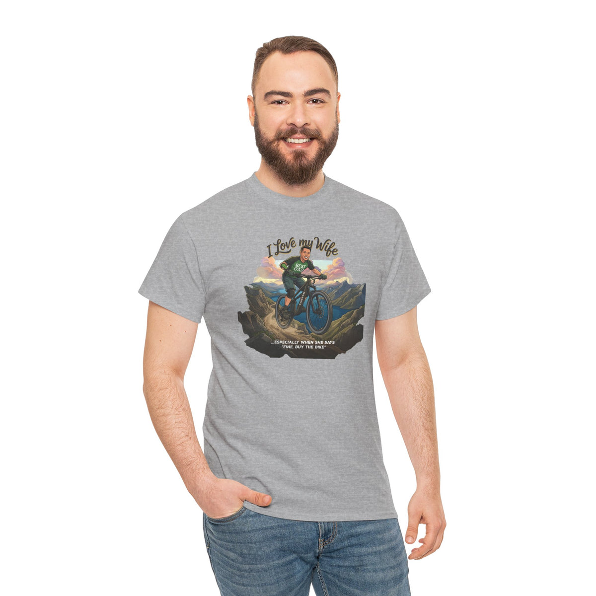 I Love My Wife Mountain Bike T-Shirt – Funny MTB Husband Cycling Shirt Gift for Dad
