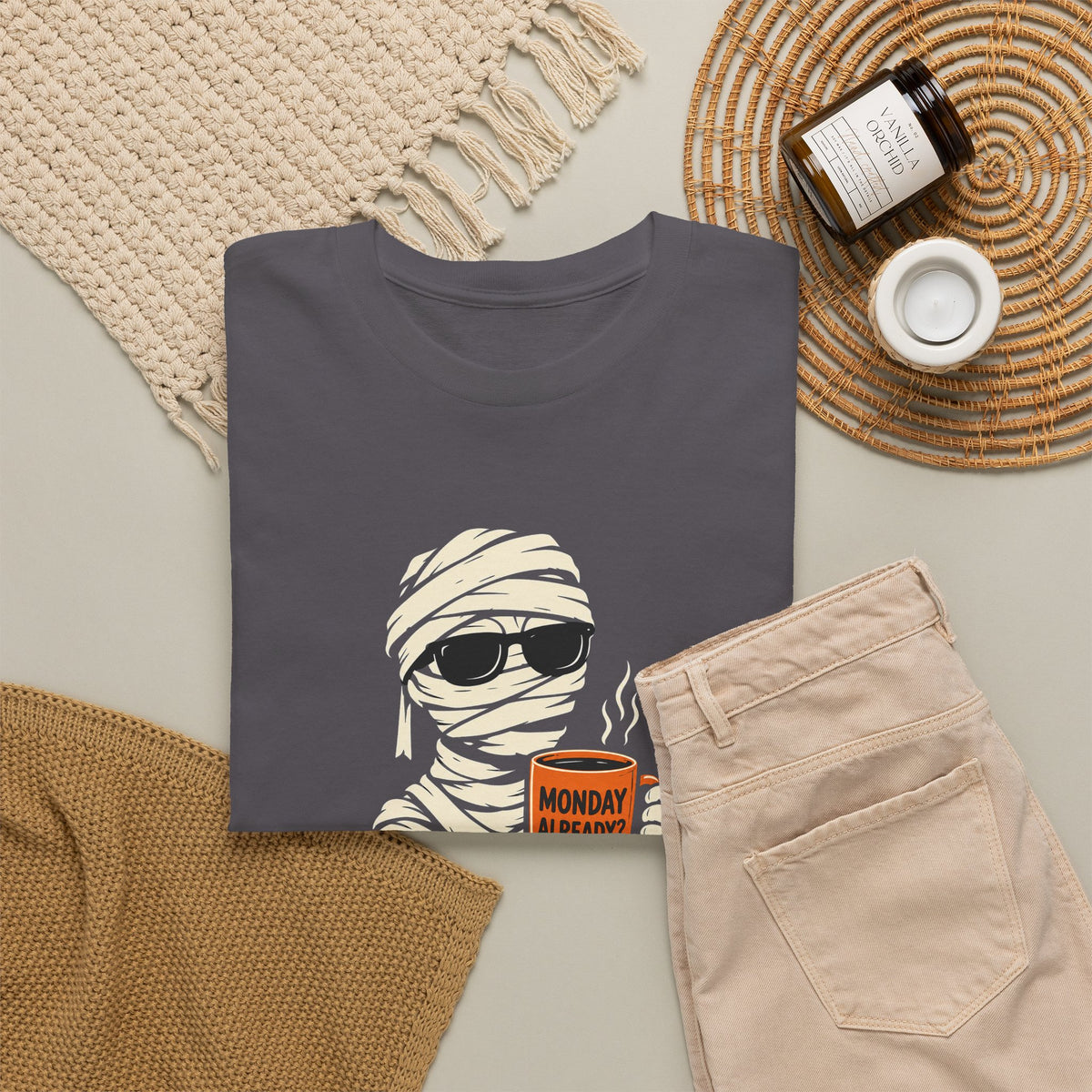 Mummy Halloween T-Shirt – Monday Already Coffee Tee | Funny Spooky Shirt
