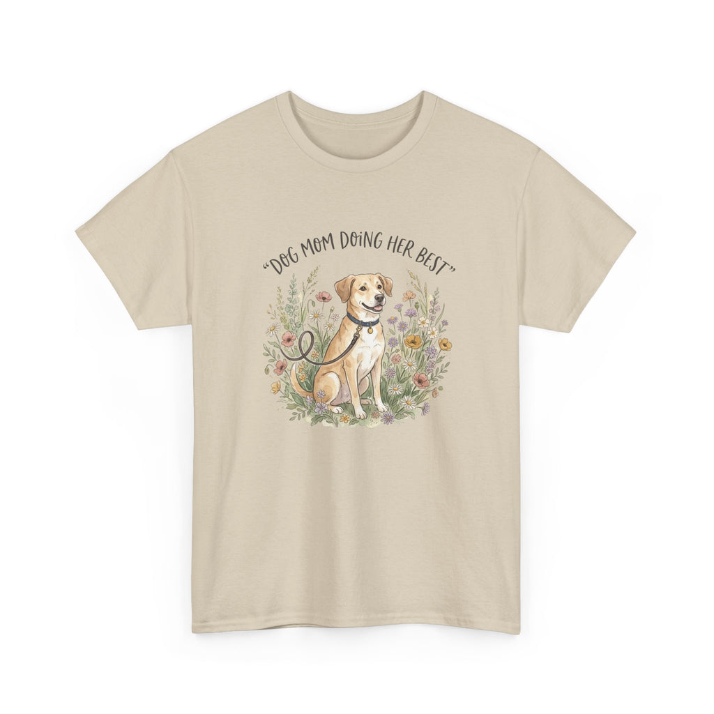 Dog Mom Tee — "Dog Mom Doing Her Best" Floral Labrador Shirt