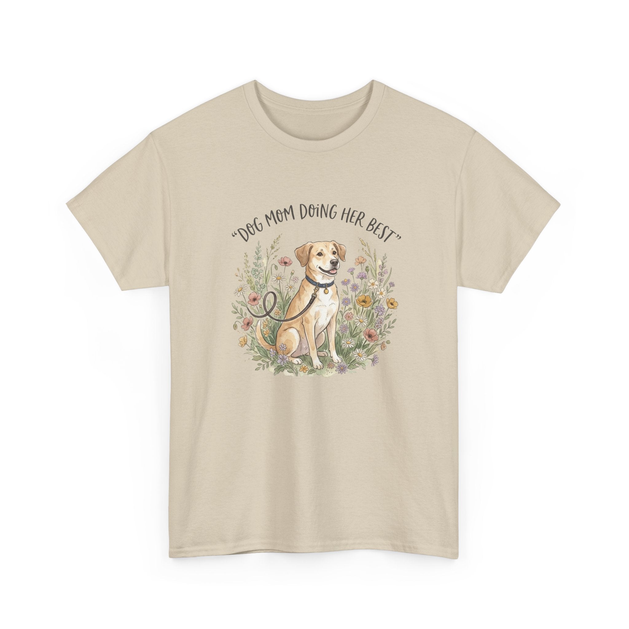 Dog Mom Tee — "Dog Mom Doing Her Best" Floral Labrador Shirt