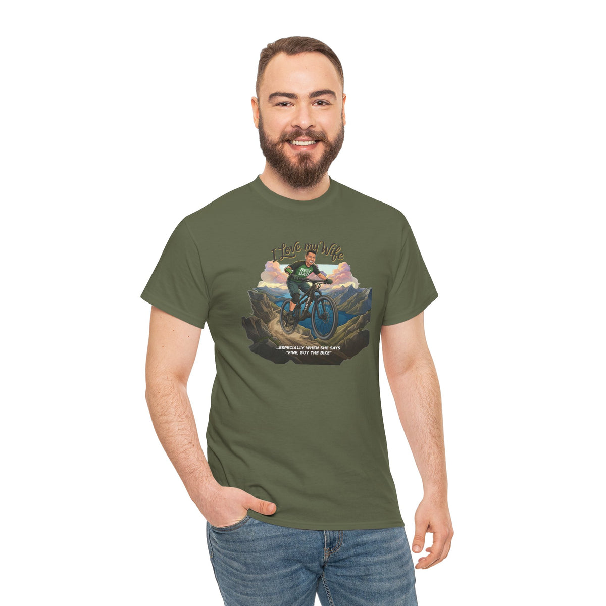 I Love My Wife Mountain Bike T-Shirt – Funny MTB Husband Cycling Shirt Gift for Dad