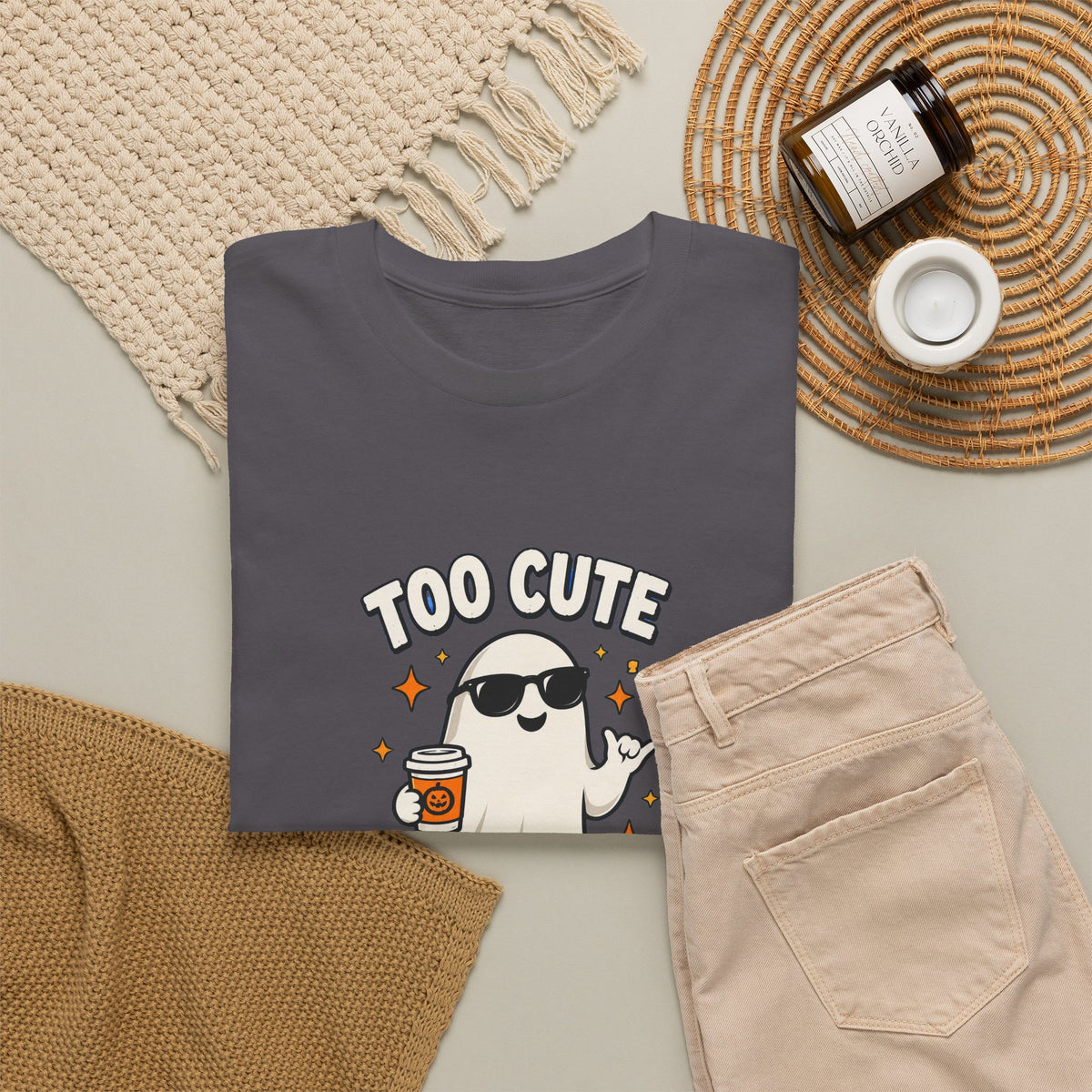 Too Cute To Spook Halloween Shirt – Ghost Coffee Cup Tee | Cute Fall Gift