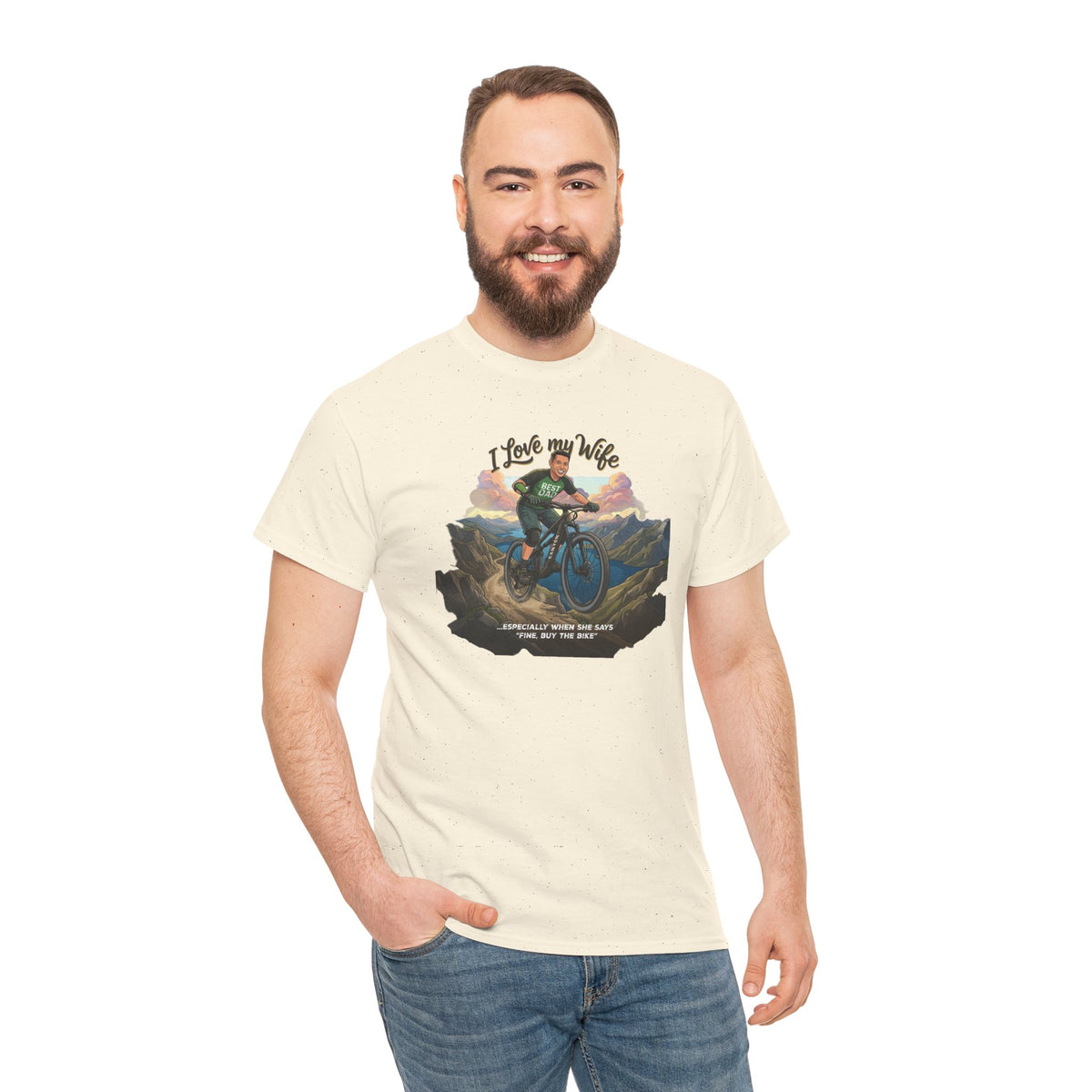 I Love My Wife Mountain Bike T-Shirt – Funny MTB Husband Cycling Shirt Gift for Dad