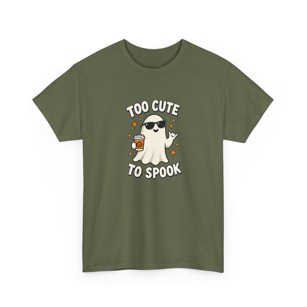 Too Cute To Spook Halloween Shirt – Ghost Coffee Cup Tee | Cute Fall Gift