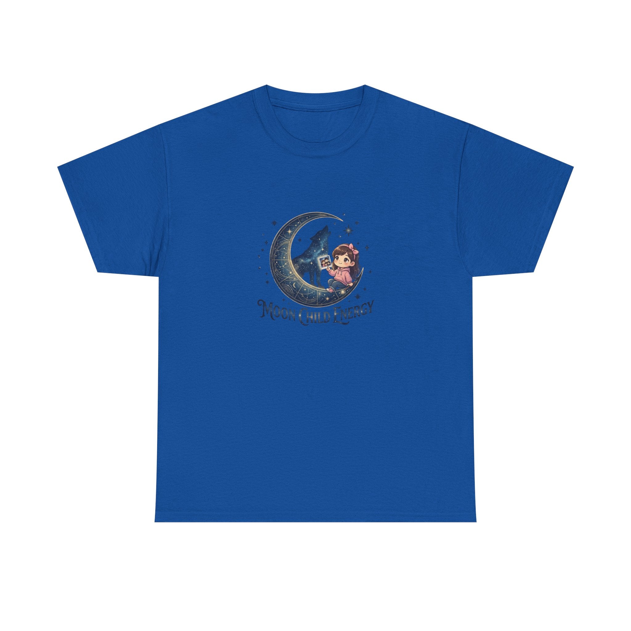 Moon Child Energy T-Shirt — Cute Wolf & Moon Graphic Tee